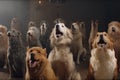 doggy choir, with group of canines singing to the heavens