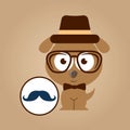 Doggy hipster concept, mustache style Royalty Free Stock Photo