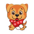 Doggy with scarf. Happy Dog cartoon.