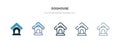 Doghouse icon in different style vector illustration. two colored and black doghouse vector icons designed in filled, outline,