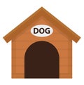 Doghouse icon, flat, cartoon style. Wooden house isolated on white background. Vector illustration, clip-art. Royalty Free Stock Photo