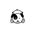 Dogie like. Isolated Pup show thumb up. Simple Funny puppy show an approving hand gesture. Black and white Vector logo