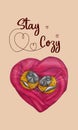 Stay Cozy Cartoon Dogs Heart