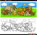 Dogs animal characters large group color book Royalty Free Stock Photo