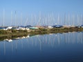 boats sea sky blue reflection Royalty Free Stock Photo