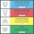 Dogs breeds web banner templates set Royalty Free Stock Photo