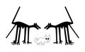 The dogs and the cat - a paraphrase of the famous geoglyphs from Nazca Royalty Free Stock Photo