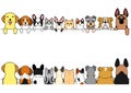 Dogs and cats border set, front side and back side Royalty Free Stock Photo