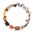 Dogs and cats face circle Royalty Free Stock Photo