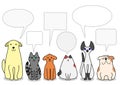 Dogs and cats in a row with speech bubbles Royalty Free Stock Photo