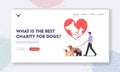 Dogs Charity Landing Page Template. Pets Rescue and Protection Concept. Male Character Walking with Adopted Dogs Team Royalty Free Stock Photo