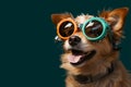 A dogs cheery smile pairs perfectly with its stylish glasses Royalty Free Stock Photo