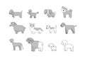 Dogs collection. Cute cartoon puppies of different breeds - Vector