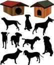 Dogs collection silhouette - vector