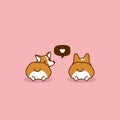 Dogs. Corgi dog. Love speech bubble. Corgi love. Vector