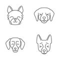 Dogs cute kawaii linear characters