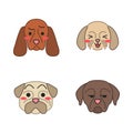 Dogs cute kawaii vector characters