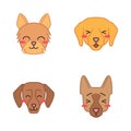 Dogs cute kawaii vector characters