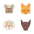 Dogs cute kawaii vector characters