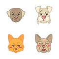 Dogs cute kawaii vector characters