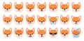 Dogs emoticons. Dog character face showing expressions and emotions, kawaii anime puppy emoji angry sad happy nap cry