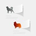 Dogs. Flat sticker with shadow on white background