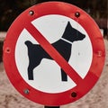 Dogs forbidden, sign with a crossed out pictogram of a dog as a sign that no dogs are wanted here Royalty Free Stock Photo