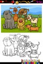 Dogs group cartoon coloring book