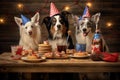 Dogs having fourth of july party. Generative AI