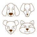 Dogs heads icons set