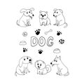 dogs icon set. hand drawn doodle. , scandinavian, nordic, minimalism, monochrome. pet, animal, cute, funny, bowl, food Royalty Free Stock Photo