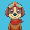 Cute aviator dog cute antropomorphic vector EPS Royalty Free Stock Photo