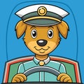 Cute driver dog cute antropomorphic vector EPS Royalty Free Stock Photo