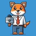 Cute journalist dog cute antropomorphic vector EPS Royalty Free Stock Photo