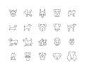 Dogs line icons, signs, vector set, outline illustration concept Royalty Free Stock Photo