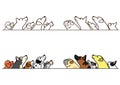 Dogs looking up profile border set