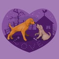 Secret meeting of dogs in love