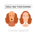 Dogs and owners look alike. Vector illustration