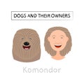 Dogs and owners look alike. Vector illustration