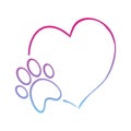 Dogs paw with heart, rainbow colors, eps. Royalty Free Stock Photo