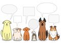 Dogs in a row with speech bubbles Royalty Free Stock Photo