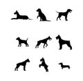 Dogs silhouettes of different breeds. silhouettes dog vector images