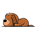 Sleeping brown dog isolated cartoon illustration, dog with floppy ears lying color drawing Royalty Free Stock Photo