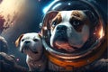 Dogs in space cinematic illustration generative ai