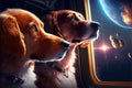 Dogs in space cinematic illustration generative ai