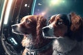 Dogs in space cinematic illustration generative ai