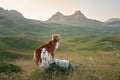 dogs stand guard over a mountain vista, embodying the spirit of exploration