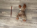 A dogs toy and treat waiting to be packed for a trip Royalty Free Stock Photo