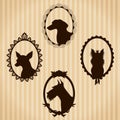 Dogs vintage silhouettes