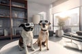 Dogs in virtual reality glasses, Generative AI